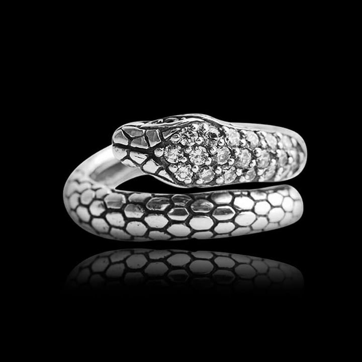 Silver Snake 925 Sterling Silver CZ Ring