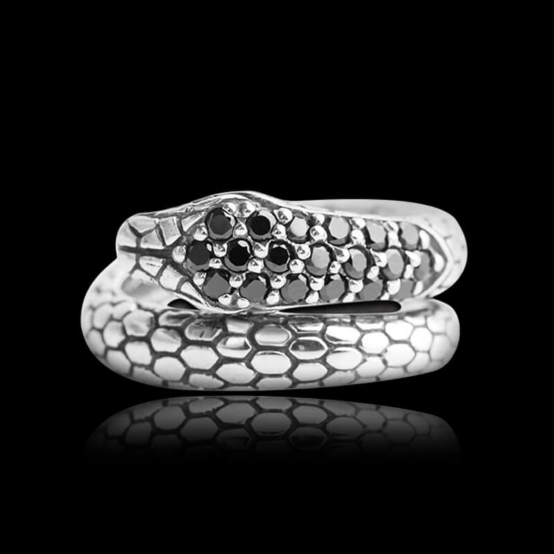 Silver Snake 925 Sterling Silver CZ Ring