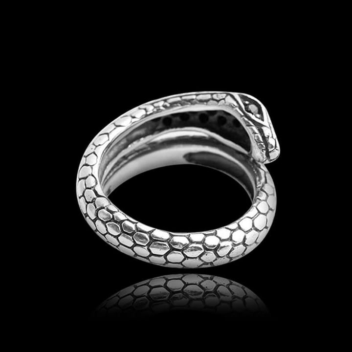 Silver Snake 925 Sterling Silver CZ Ring