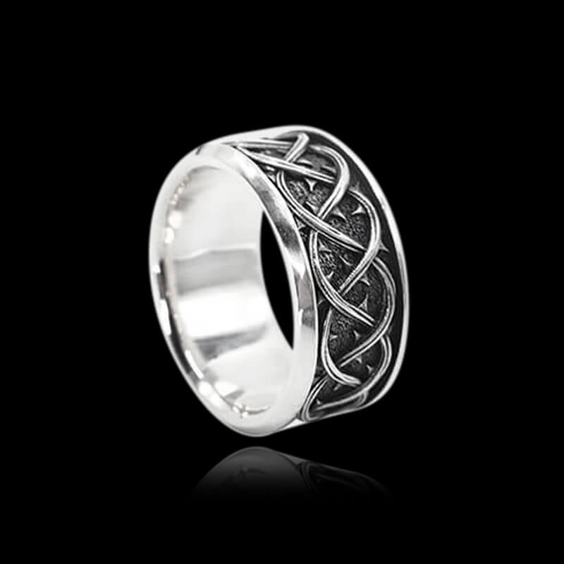 Simple Celtic Knot Thorns 925 Sterling Silver Engagement Ring 03 | RoyalLuster.com
