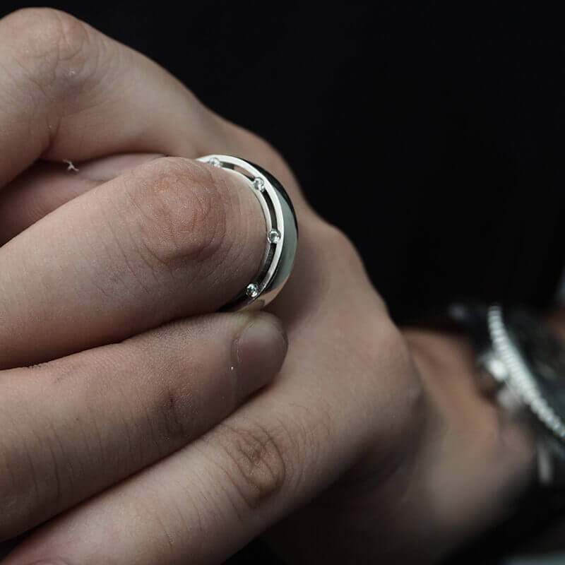 Simple Gem Set 925 Sterling Silver Engagement Ring 02 | RoyalLuster.com