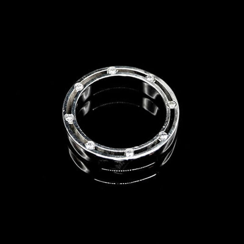 Simple Gem Set 925 Sterling Silver Engagement Ring 04 | RoyalLuster.com
