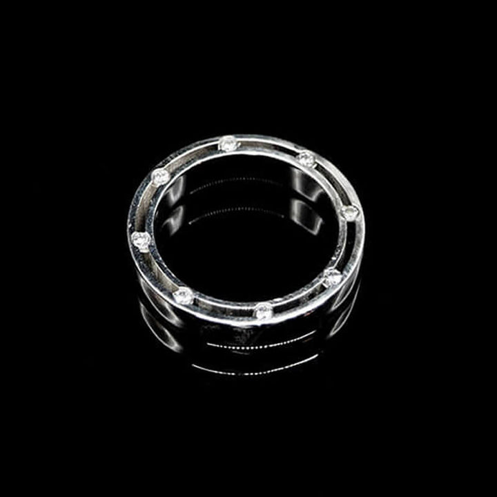 Simple Gem Set 925 Sterling Silver Engagement Ring 04 | RoyalLuster.com