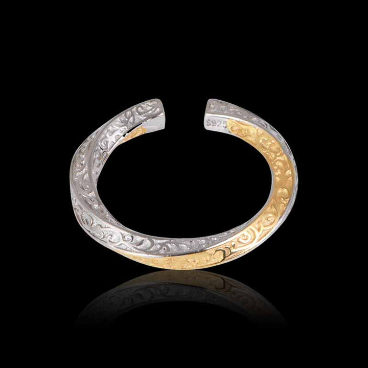 Simple Ivy Pattern 925 Sterling Silver Open Ring 05 | RoyalLuster.com