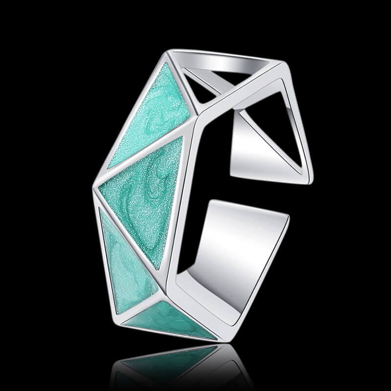 Simple Triangle Hollow 925 Sterling Silver Geometric Ring 01 | RoyalLuster.com