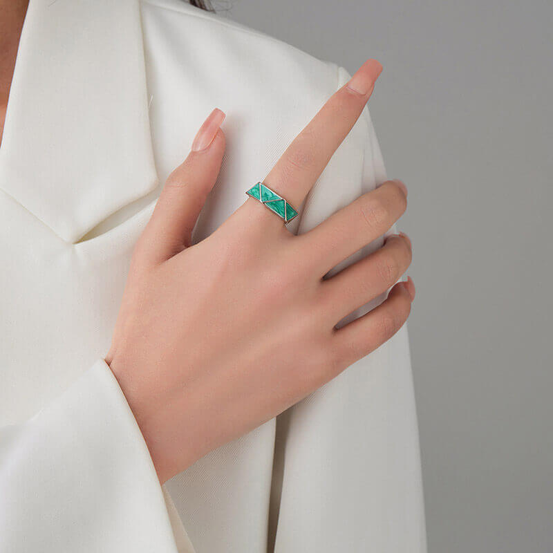 Simple Triangle Hollow 925 Sterling Silver Geometric Ring 02 | RoyalLuster.com