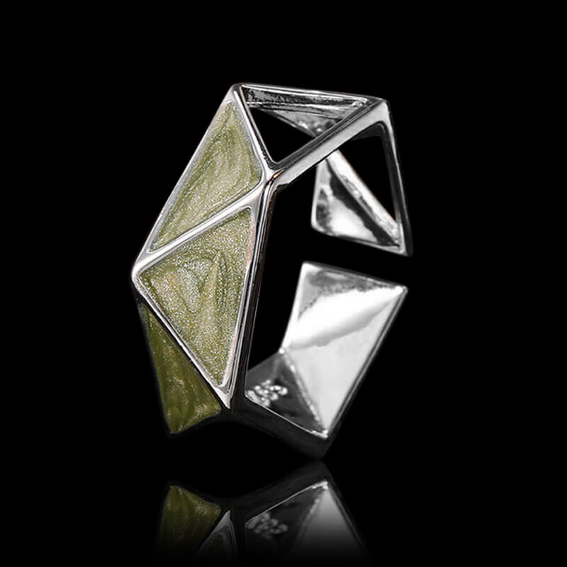 Simple Triangle Hollow 925 Sterling Silver Geometric Ring 03 | RoyalLuster.com