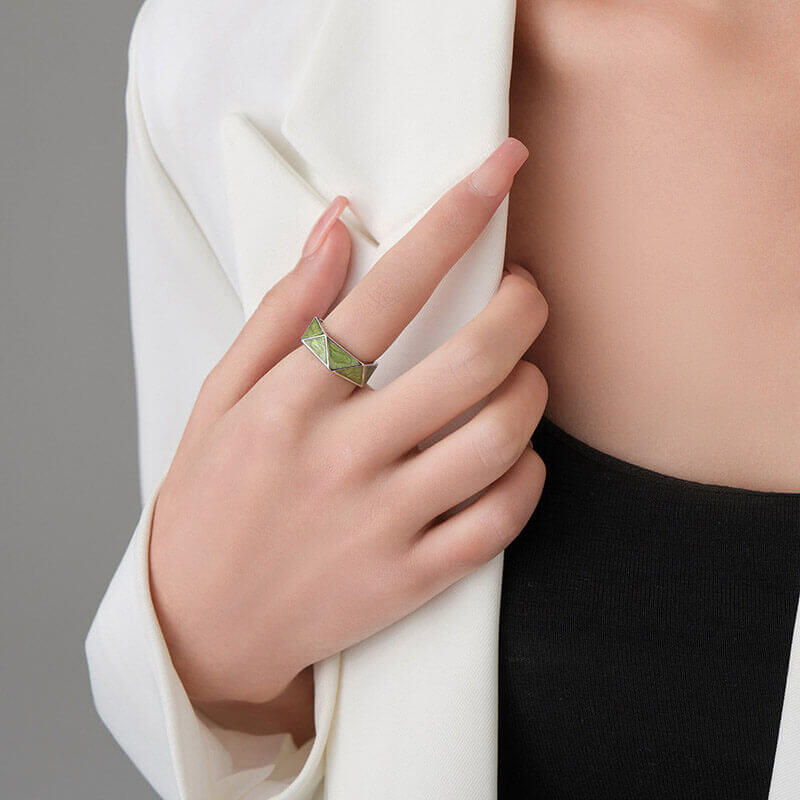 Simple Triangle Hollow 925 Sterling Silver Geometric Ring 04 | RoyalLuster.com