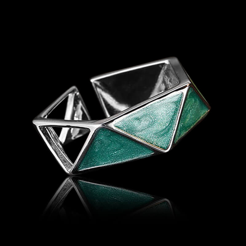 Simple Triangle Hollow 925 Sterling Silver Geometric Ring 05 | RoyalLuster.com