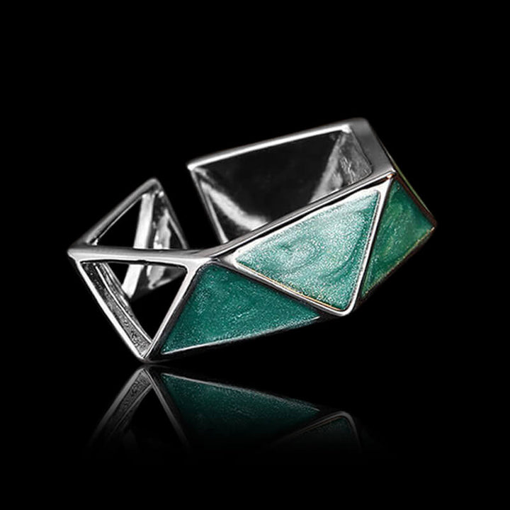 Simple Triangle Hollow 925 Sterling Silver Geometric Ring 05 | RoyalLuster.com