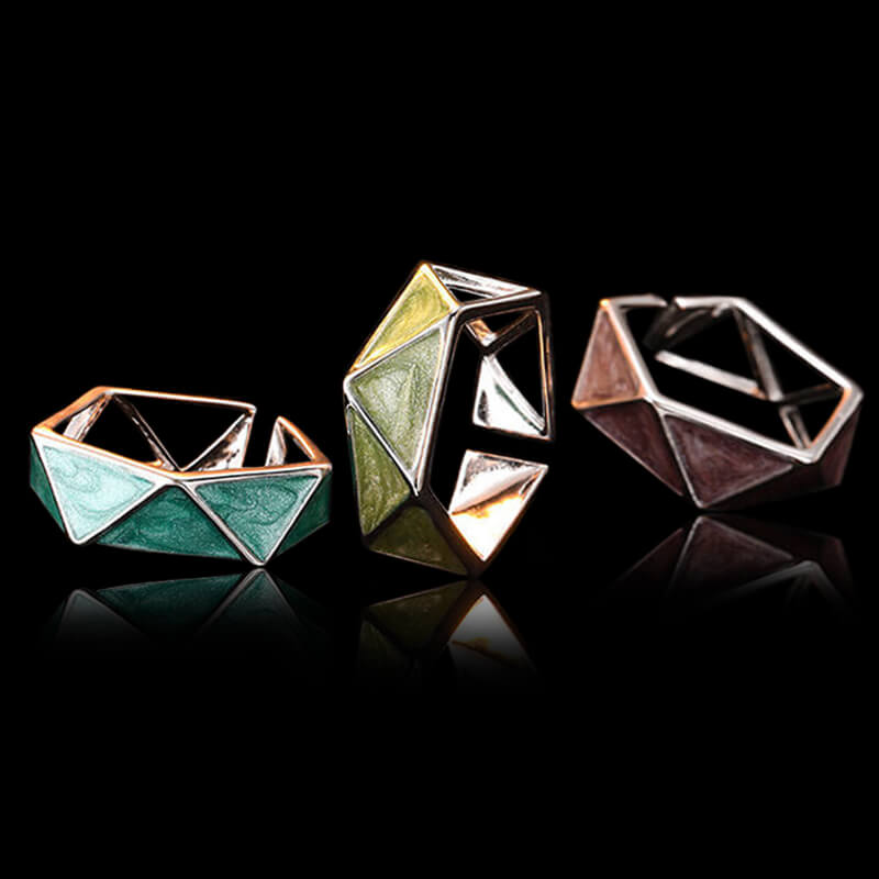 Simple Triangle Hollow 925 Sterling Silver Geometric Ring 07 | RoyalLuster.com