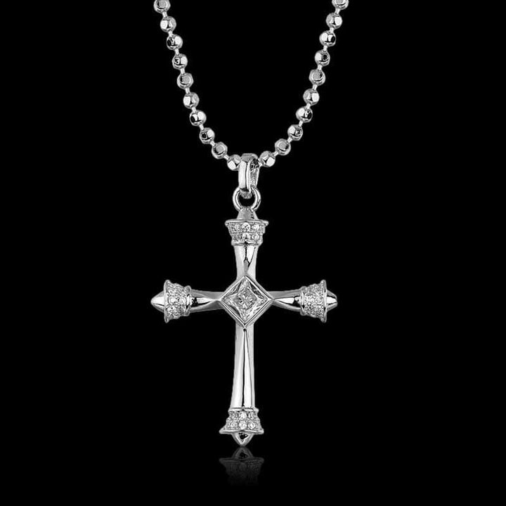 Simple Zirconia 925 Sterling Silver Cross Necklace 01 | RoyalLuster.com