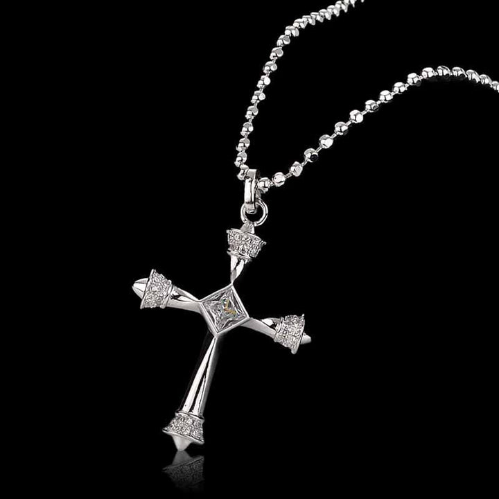 Simple Zirconia 925 Sterling Silver Cross Necklace 03 | RoyalLuster.com