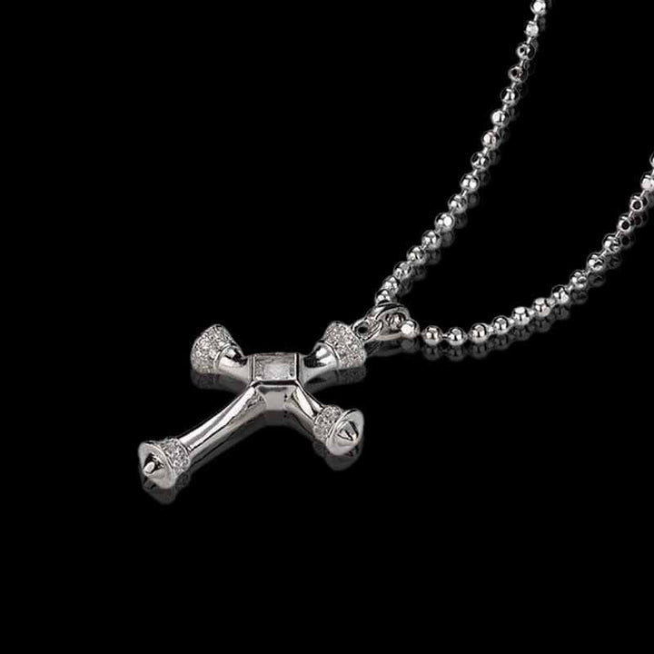 Simple Zirconia 925 Sterling Silver Cross Necklace 04 | RoyalLuster.com