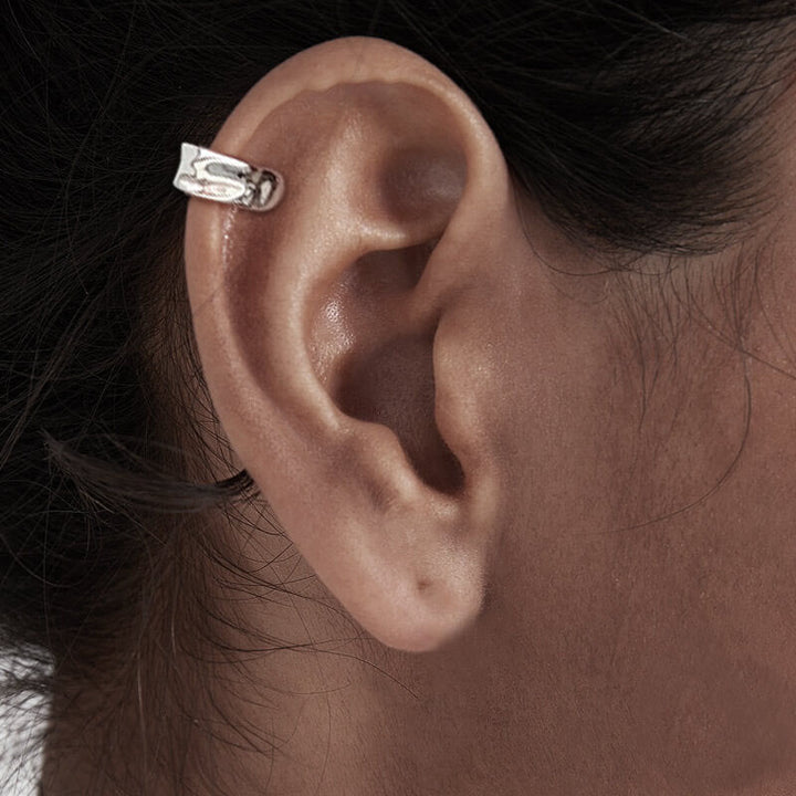 Simple Irregular Geometric 925 Sterling Silver Ear Cuffs