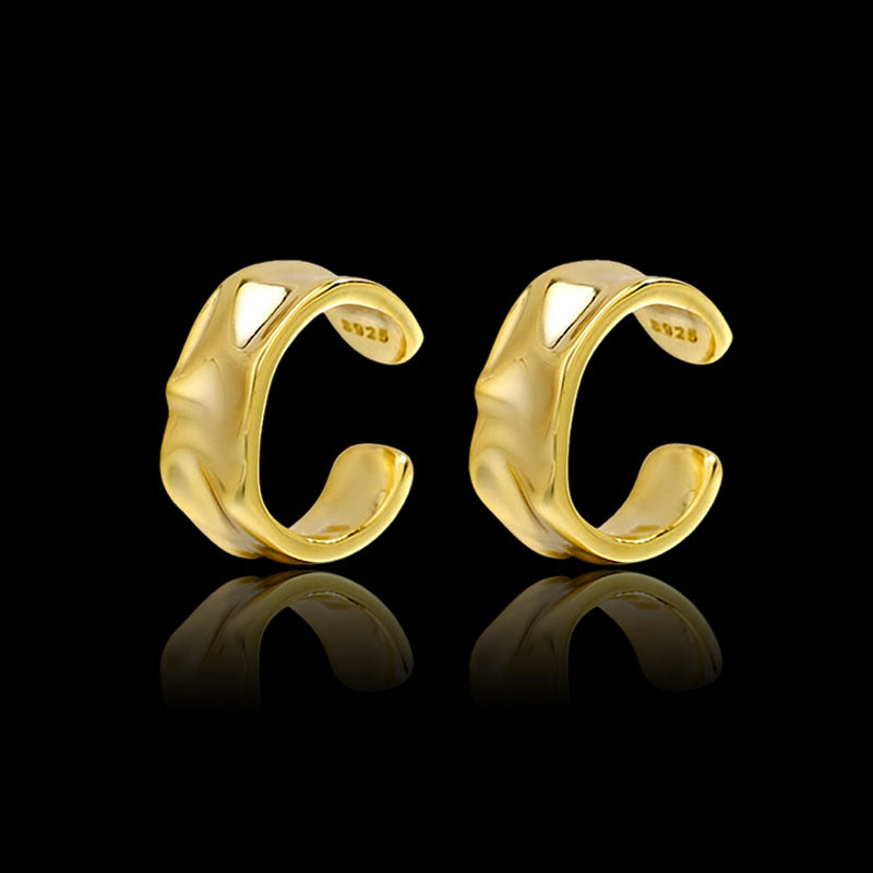 Simple Irregular Geometric 925 Sterling Silver Ear Cuffs