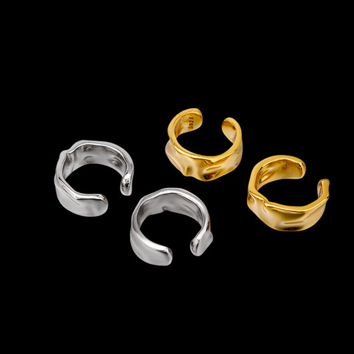 Simple Irregular Geometric 925 Sterling Silver Ear Cuffs