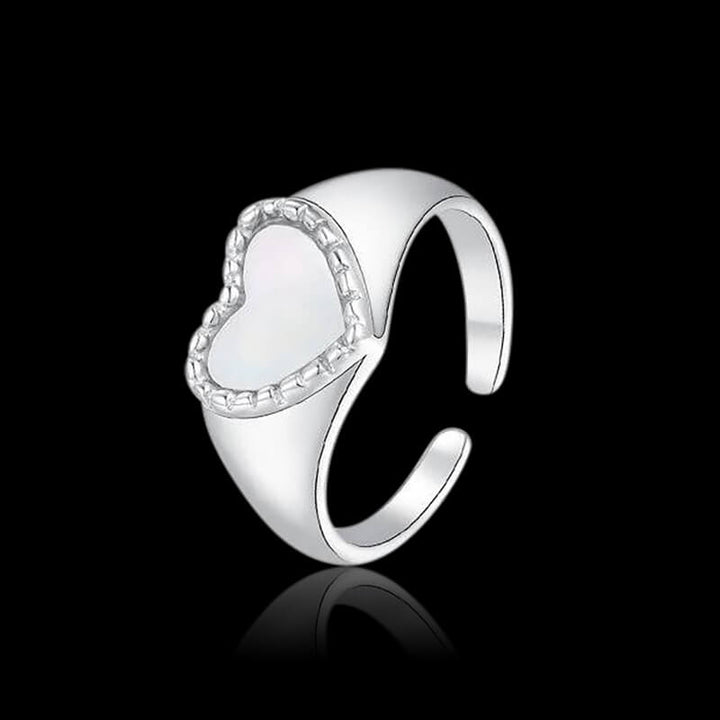 Simple Love Shell 925 Sterling Silver Open Ring 01 | RoyalLuster.com
