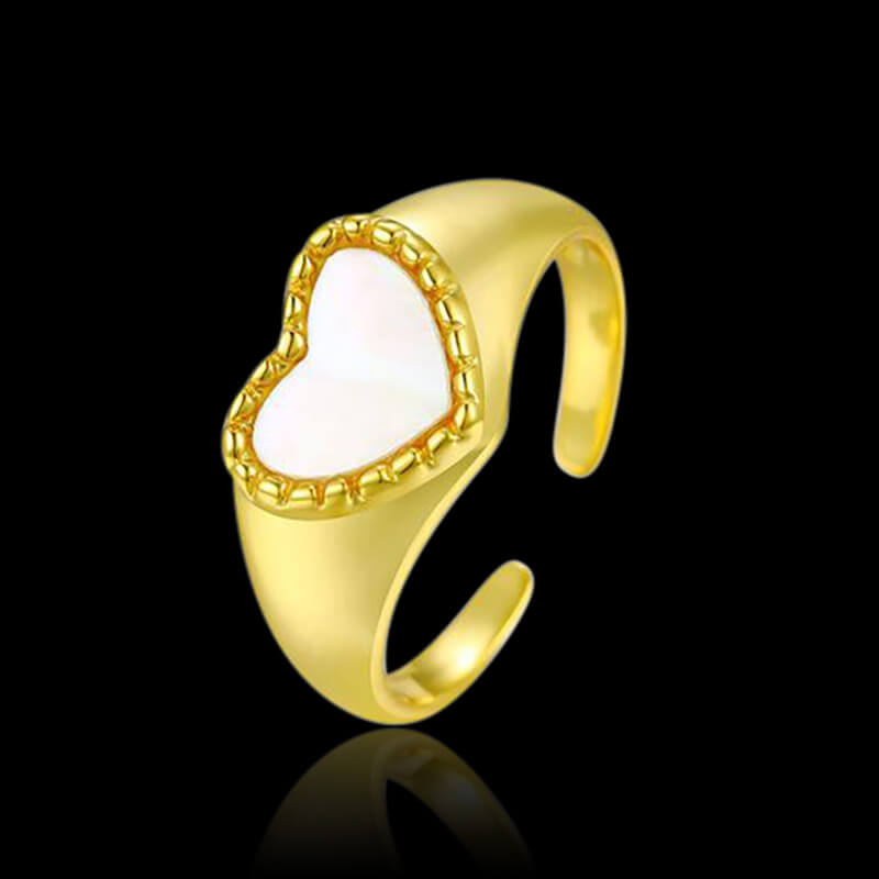 Simple Love Shell 925 Sterling Silver Open Ring 03 | RoyalLuster.com