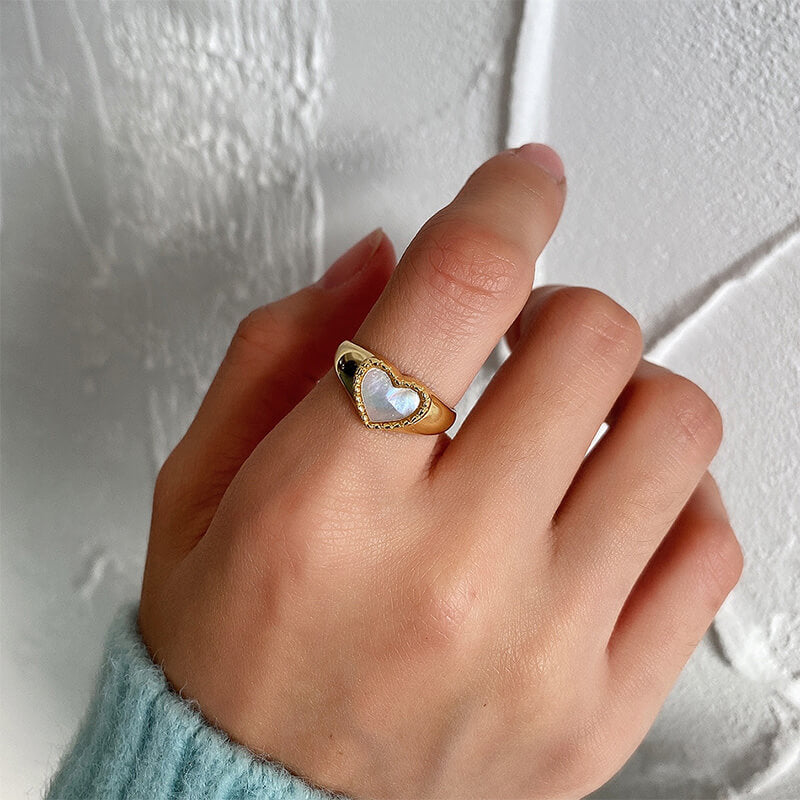 Simple Love Shell 925 Sterling Silver Open Ring 04 | RoyalLuster.com