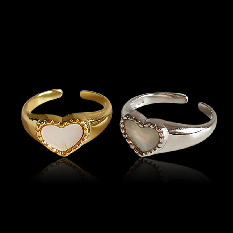 Simple Love Shell 925 Sterling Silver Open Ring 05 | RoyalLuster.com