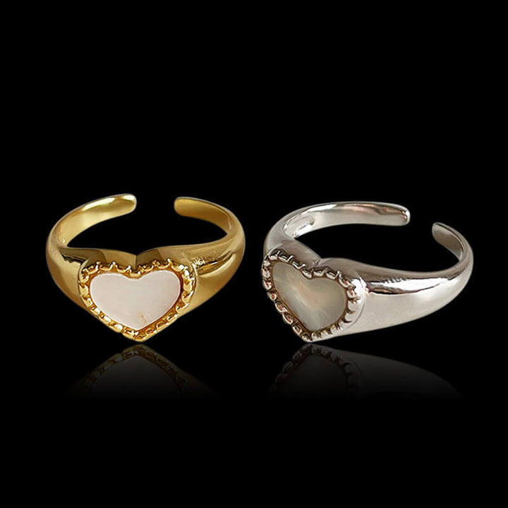 Simple Love Shell 925 Sterling Silver Open Ring 05 | RoyalLuster.com