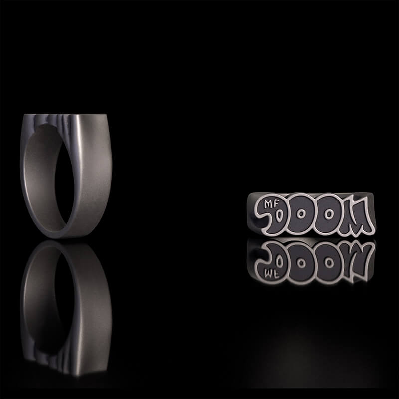 Simple MF DOOM Letters Sterling Silver Ring | RoyalLuster.com