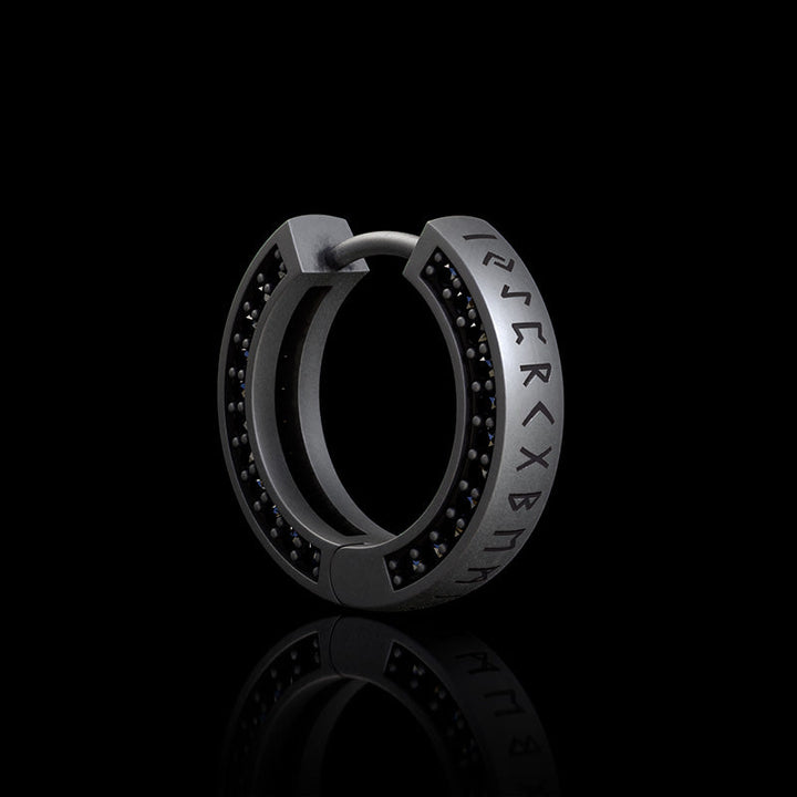 Simple Viking Runes Zircon Sterling Silver Stud Earrings | RoyalLuster.com