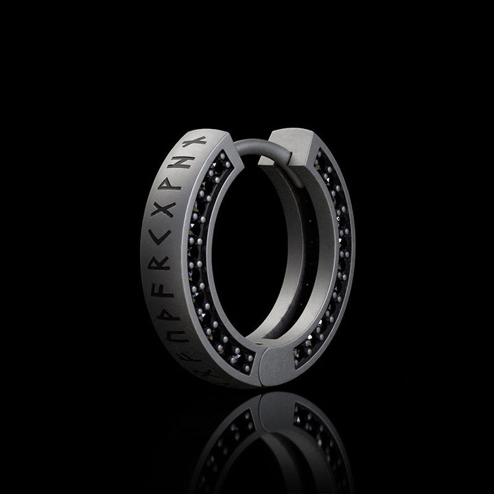 Simple Viking Runes Zircon Sterling Silver Stud Earrings | RoyalLuster.com