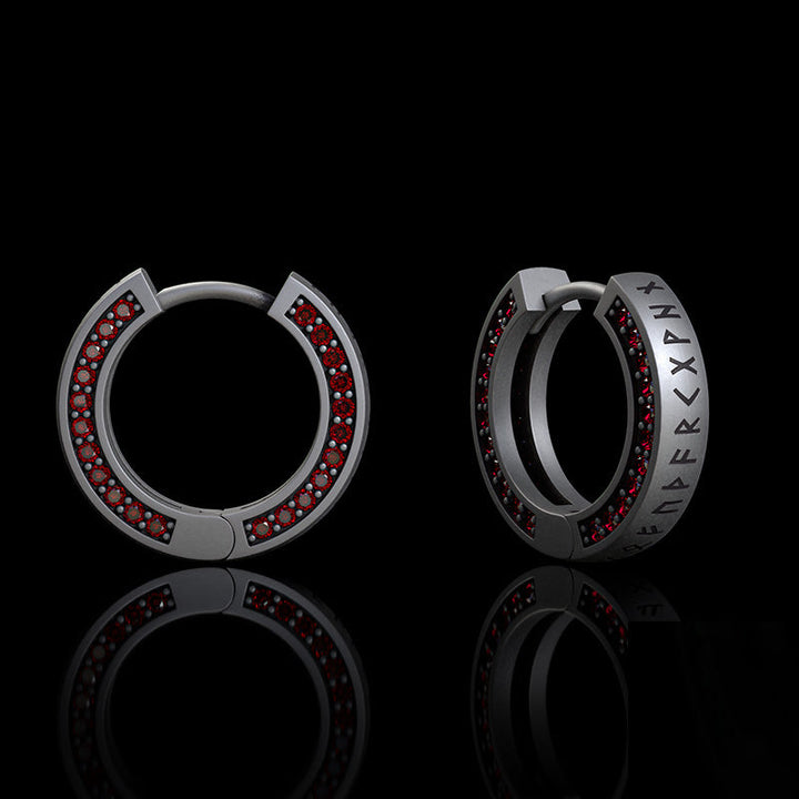 Simple Viking Runes Zircon Sterling Silver Stud Earrings | RoyalLuster.com