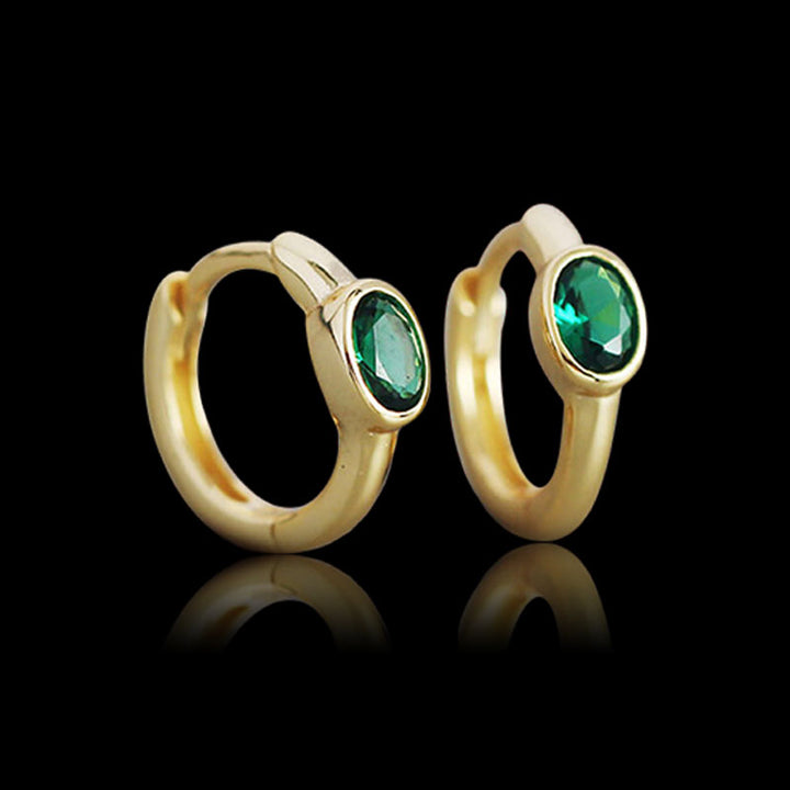 Simple Zircon Stone 925 Sterling Silver Hoop Earrings
