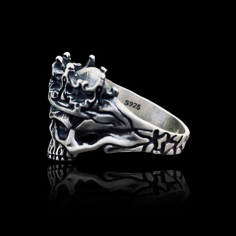 Skeleton King With Crown 925 Sterling Silver Ring