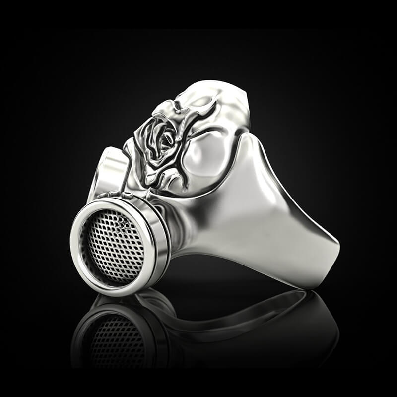 Skull Gas Mask 925 Sterling Silver Ring
