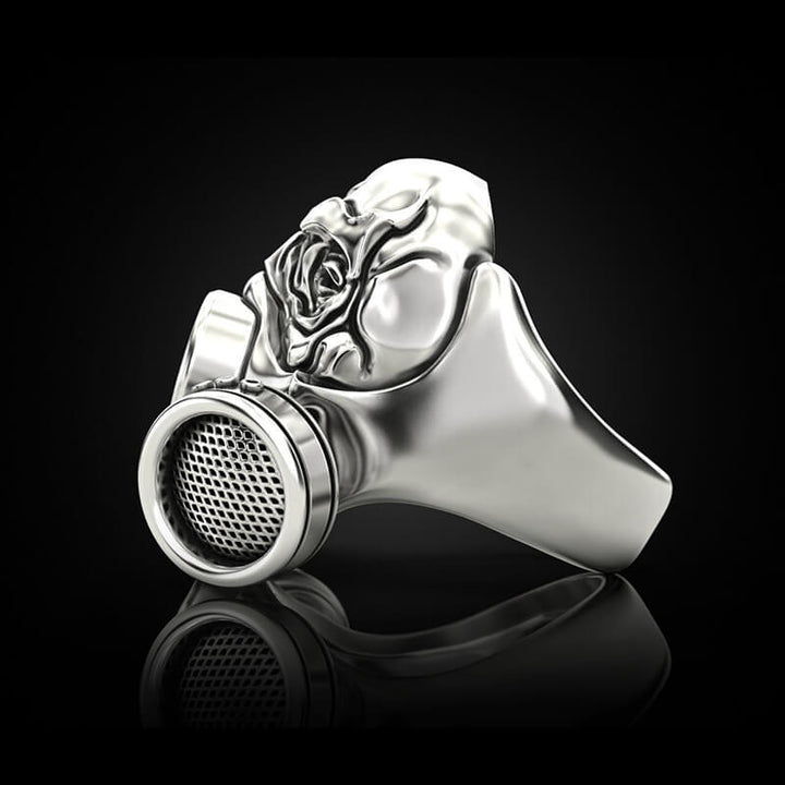 Skull Gas Mask 925 Sterling Silver Ring