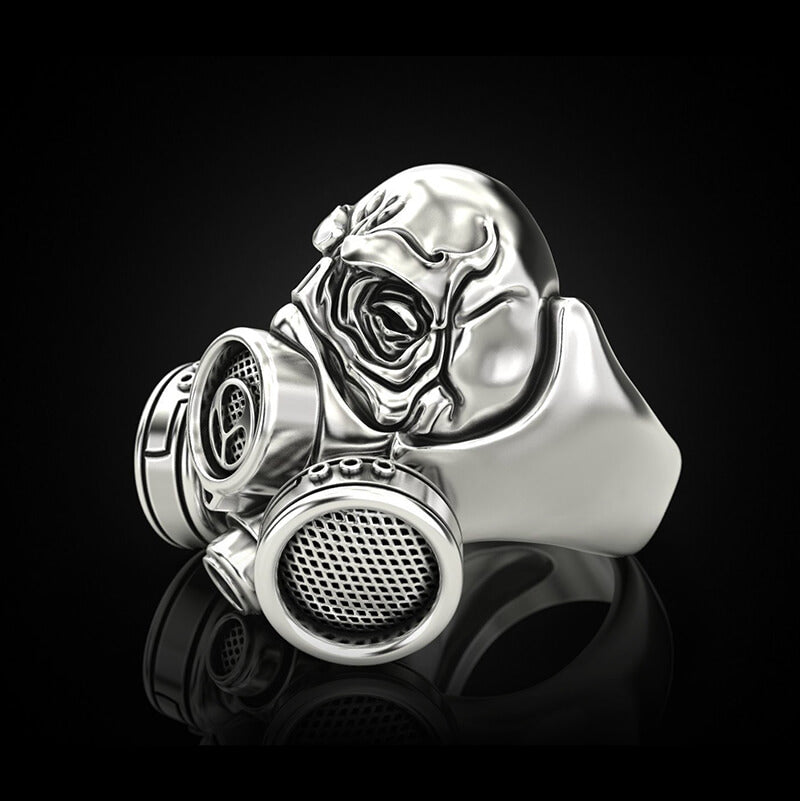 Skull Gas Mask 925 Sterling Silver Ring