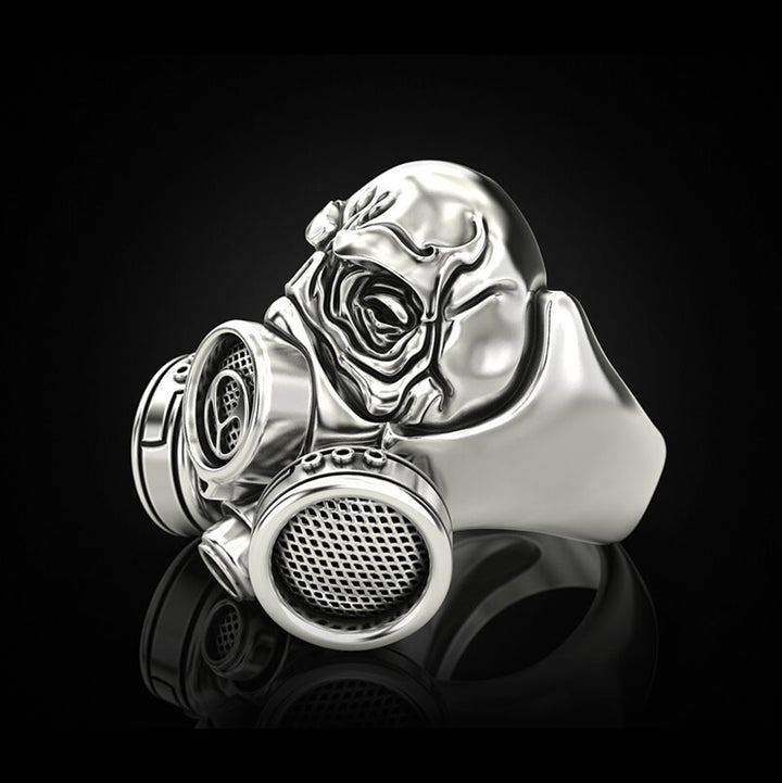 Skull Gas Mask 925 Sterling Silver Ring