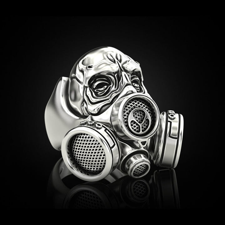 Skull Gas Mask 925 Sterling Silver Ring