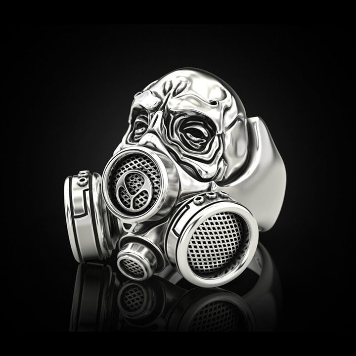 Skull Gas Mask 925 Sterling Silver Ring