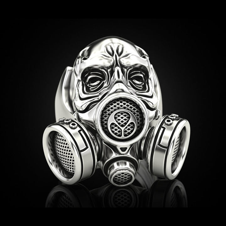 Skull Gas Mask 925 Sterling Silver Ring