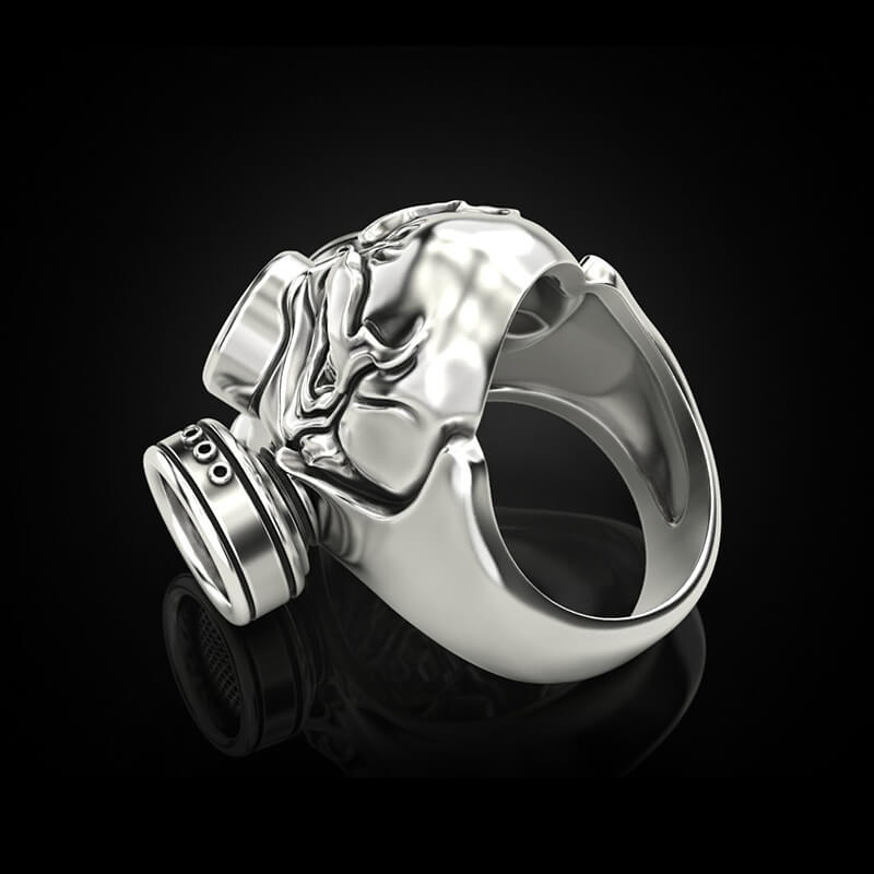 Skull Gas Mask 925 Sterling Silver Ring