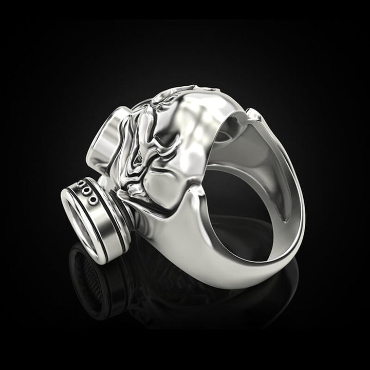 Skull Gas Mask 925 Sterling Silver Ring
