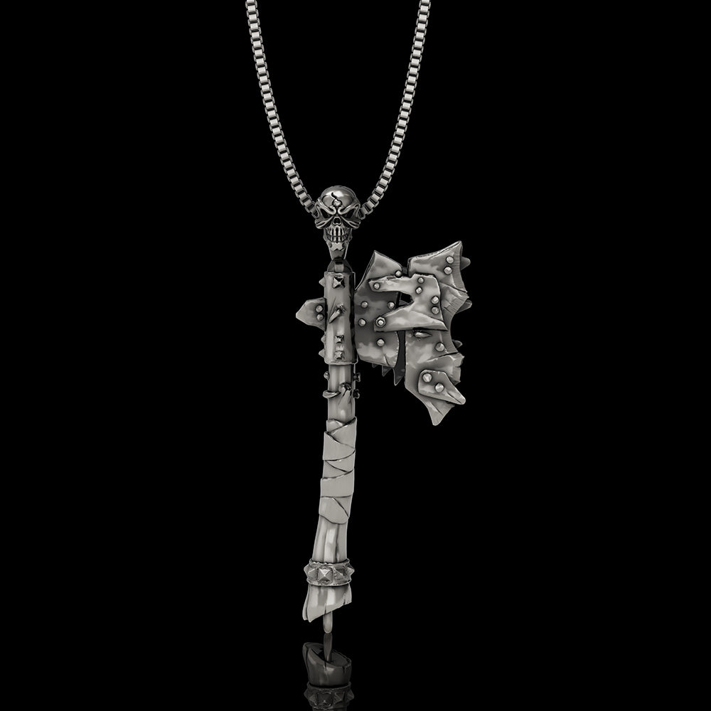 Skull Gorehowl Tomahawk 925 Sterling Silver VikingPendant