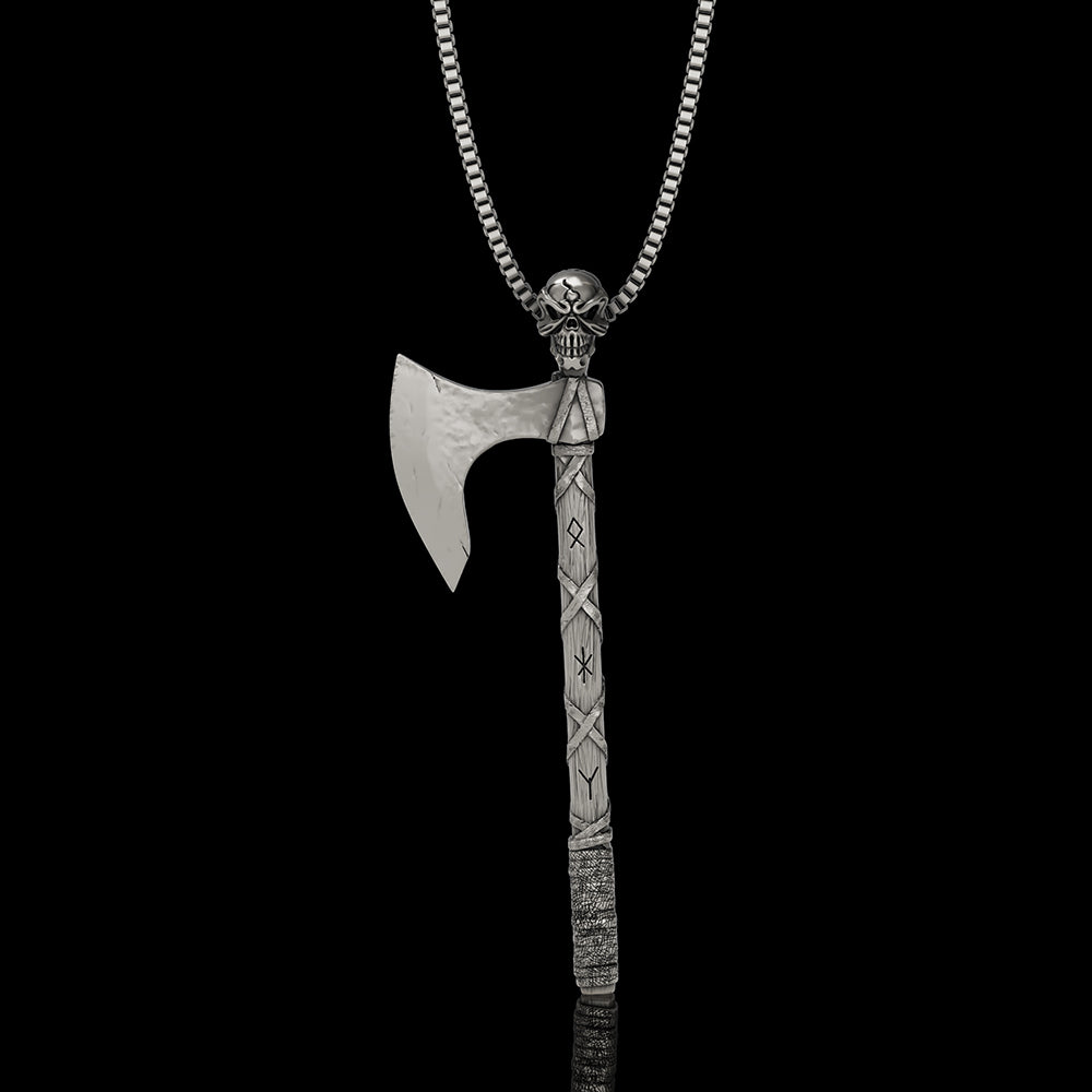 Skull Gorehowl Tomahawk 925 Sterling Silver VikingPendant