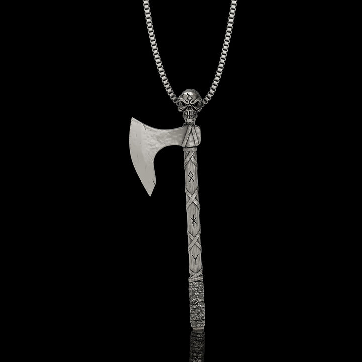 Skull Gorehowl Tomahawk 925 Sterling Silver VikingPendant
