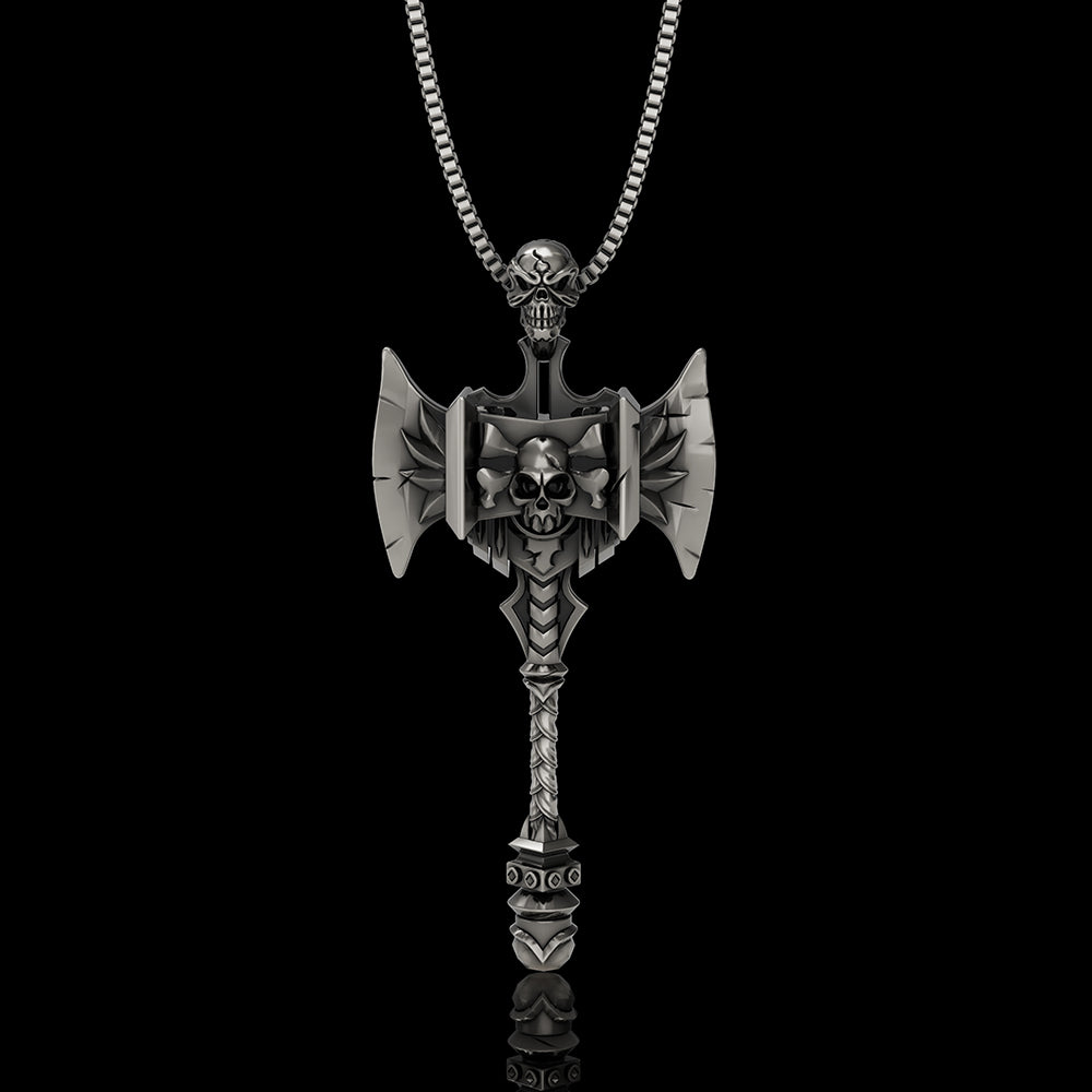 Skull Gorehowl Tomahawk 925 Sterling Silver VikingPendant
