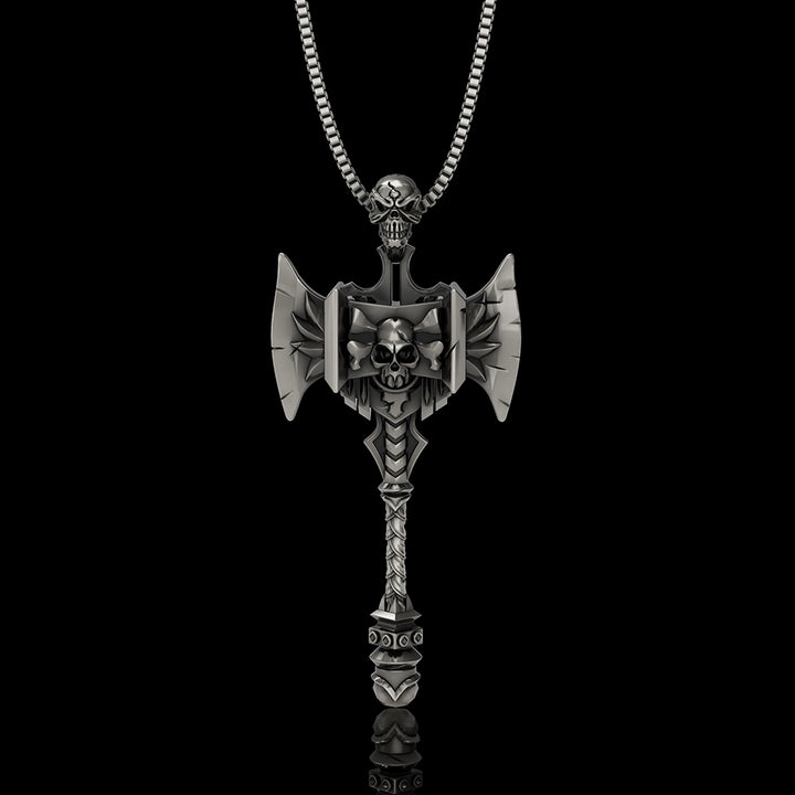 Skull Gorehowl Tomahawk 925 Sterling Silver VikingPendant