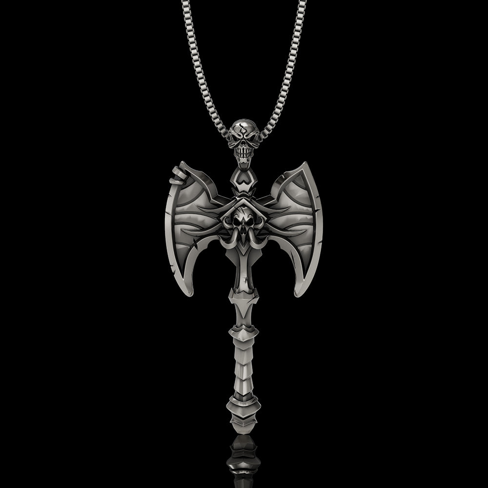 Skull Gorehowl Tomahawk 925 Sterling Silver VikingPendant