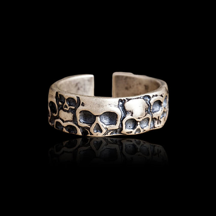 Skull Pattern 925 Sterling Silver Open Ring 01 | RoyalLuster.com