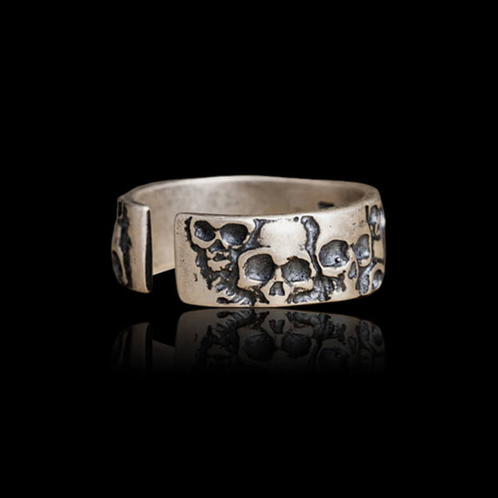 Skull Pattern 925 Sterling Silver Open Ring 02 | RoyalLuster.com