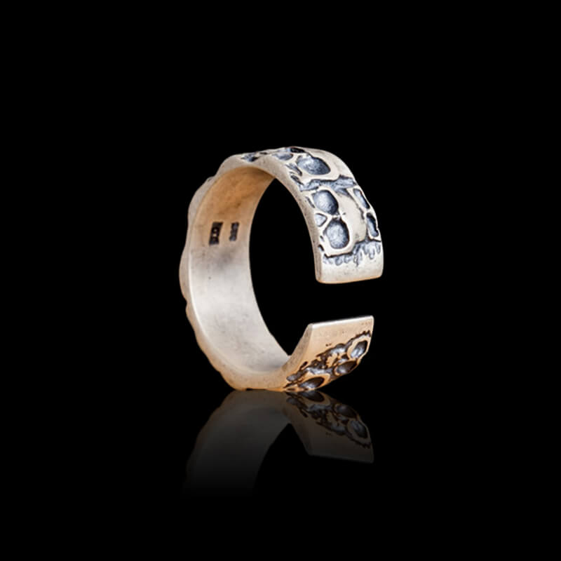 Skull Pattern 925 Sterling Silver Open Ring